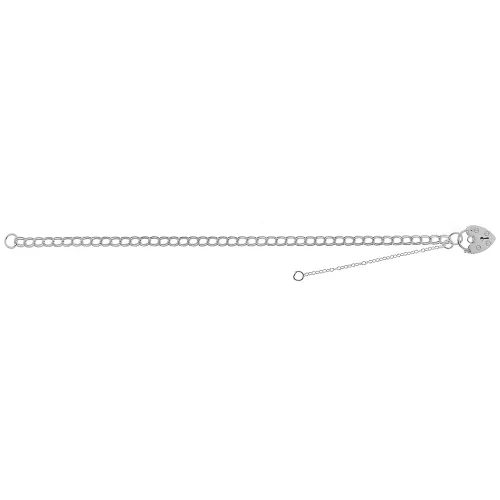 Silver Ladies' Charm Bracelet With Heart Padlock 5.4g
